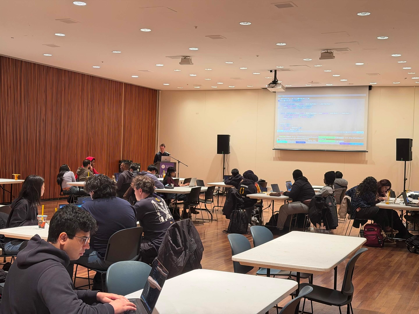 About 30 students following along during the CCNY Rust workshop.